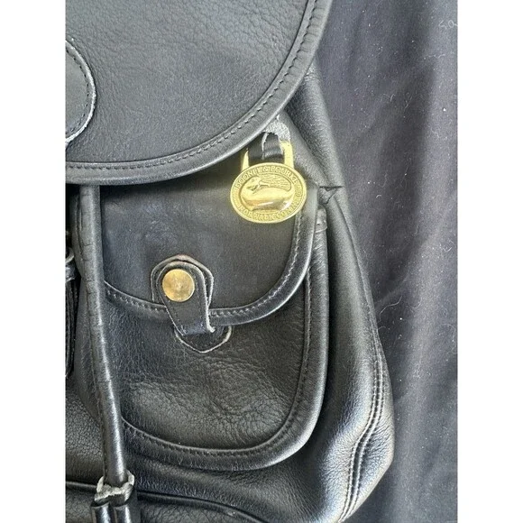 Vintage Dooney & Bourke Canyon Backpack Black Leather USA Duck Bag Purse